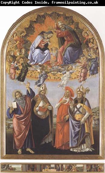 Sandro Botticelli Coronation of the Virgin,with Sts john the Evangelist,Augustine,Jerome and Eligius or San Marco Altarpiece